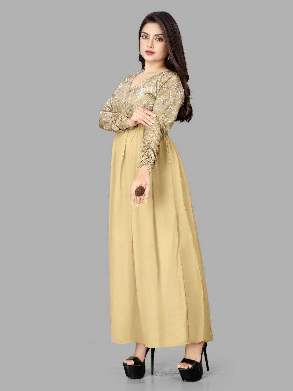 YNF CREPE KESH407 RMT53 GOWNS WHOLESALE FANCY LONG INDO-WESTERN GOWNS MANUFACTURER