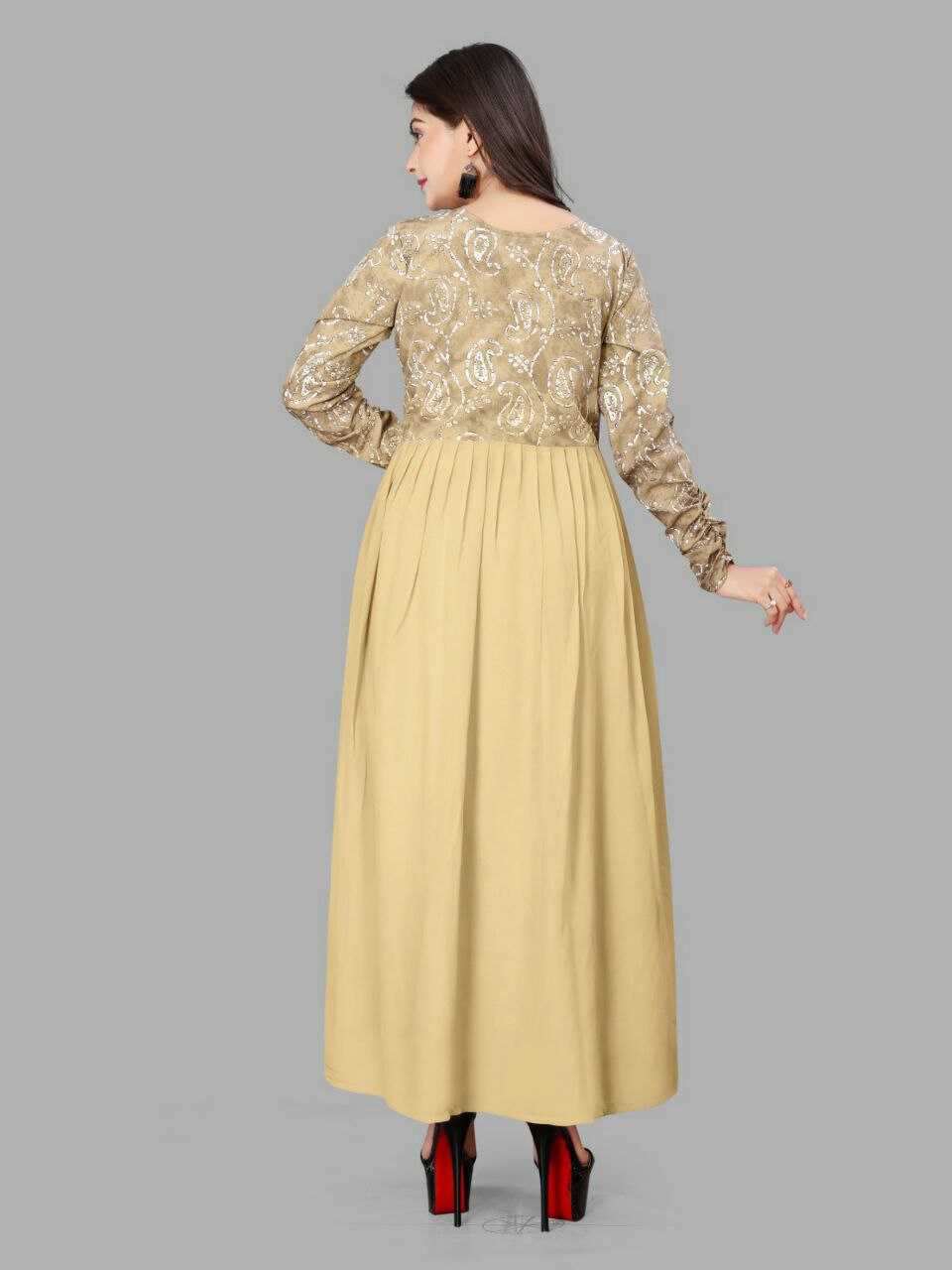 YNF CREPE KESH407 RMT53 GOWNS WHOLESALE FANCY LONG INDO-WESTERN GOWNS MANUFACTURER