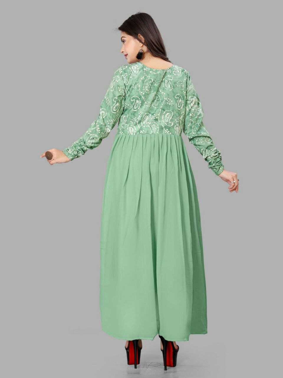 YNF CREPE KESH407 RMT53 GOWNS WHOLESALE FANCY LONG INDO-WESTERN GOWNS MANUFACTURER