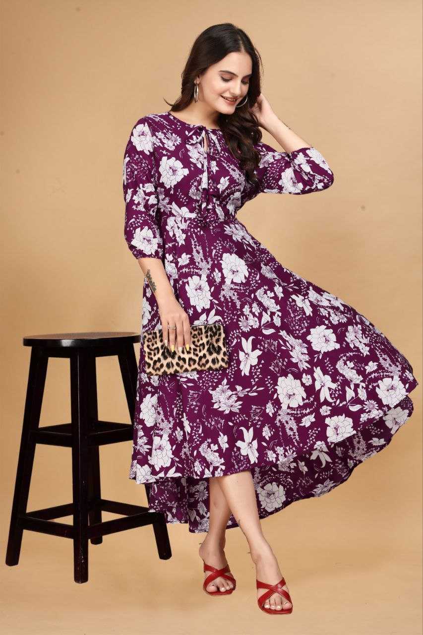 YNF CREPE KESH407 RMT63 WHOLESALE ONE PIECE DRESS WESTERN WEAR MANUFACTURER