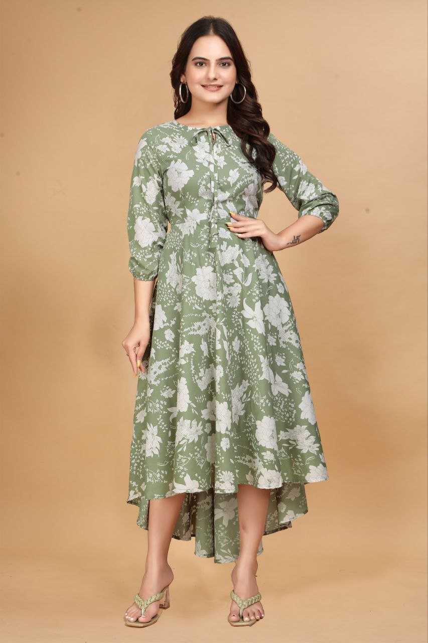 YNF CREPE KESH407 RMT63 WHOLESALE ONE PIECE DRESS WESTERN WEAR MANUFACTURER