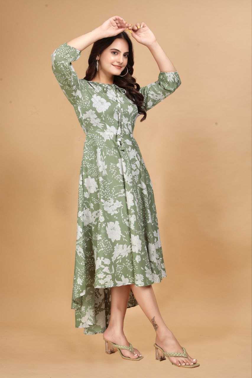 YNF CREPE KESH407 RMT63 WHOLESALE ONE PIECE DRESS WESTERN WEAR MANUFACTURER