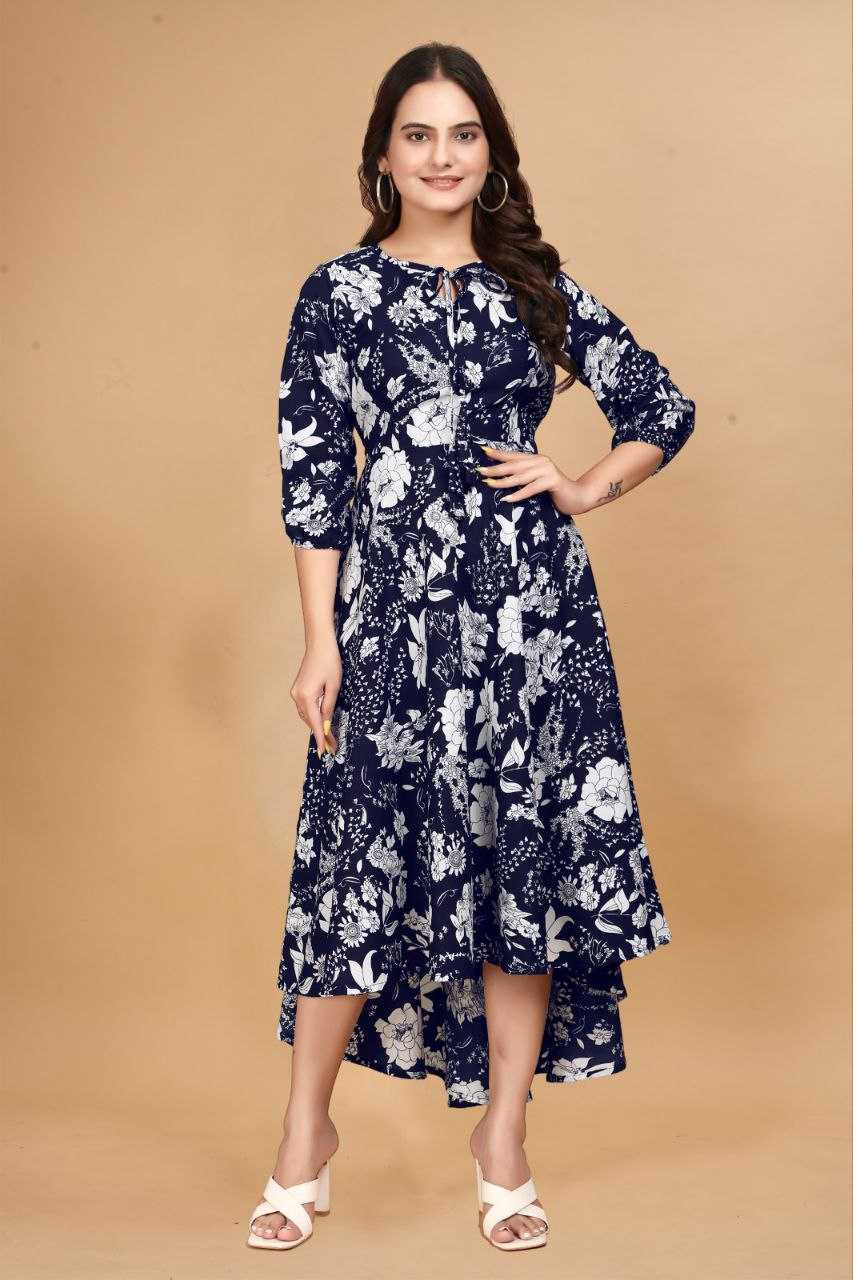 YNF CREPE KESH407 RMT63 WHOLESALE ONE PIECE DRESS WESTERN WEAR MANUFACTURER