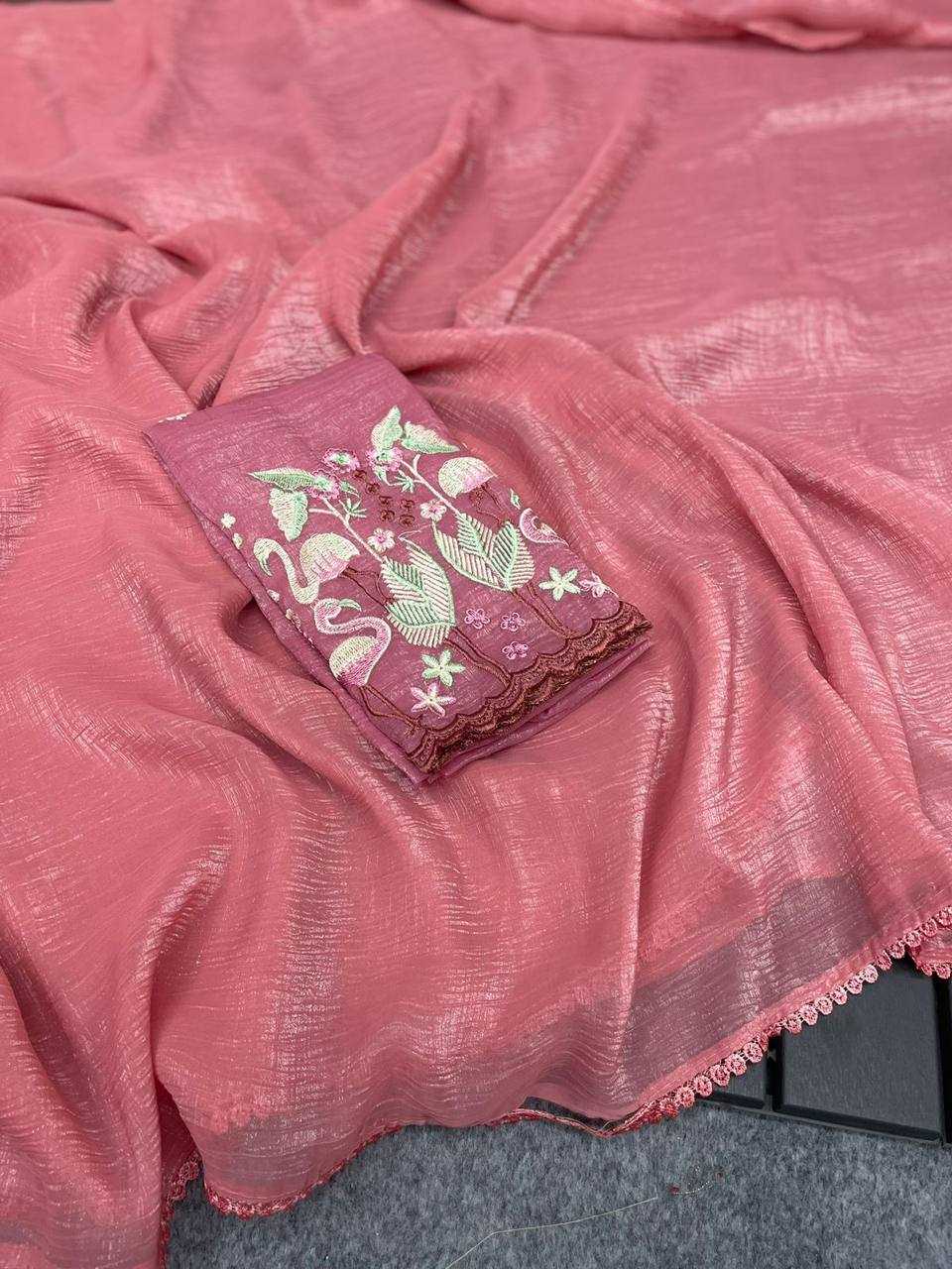 YNF CRUNCHI RIN170 RUD14 SAREES WHOLESALE EMBROIDERED CHIFFON FANCY SAREES MANUFACTURER