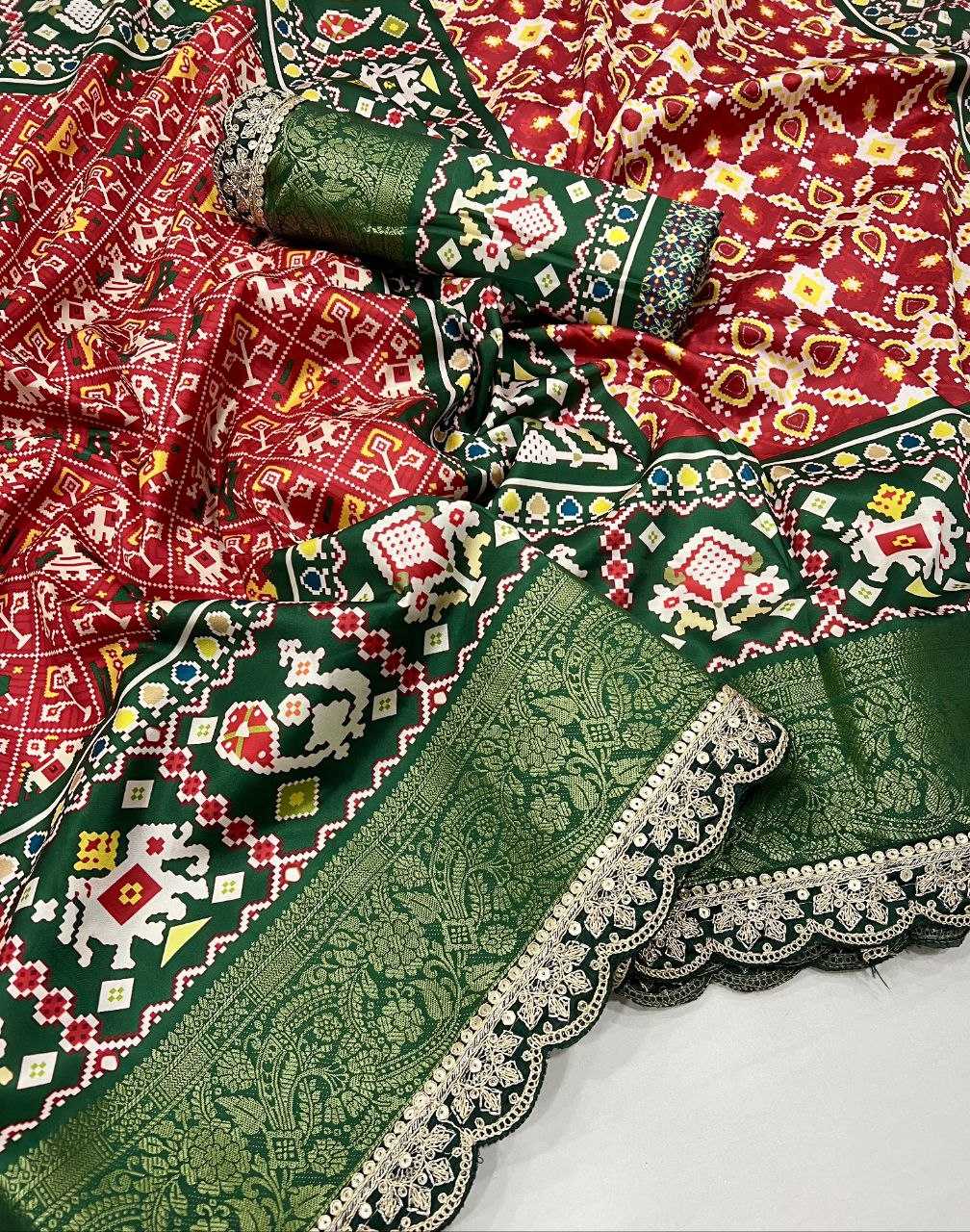 YNF DOLA SILK KESH384 827 SAREES WHOLESALE KALAMKARI SILK BANDHANI SAREES MANUFACTURER