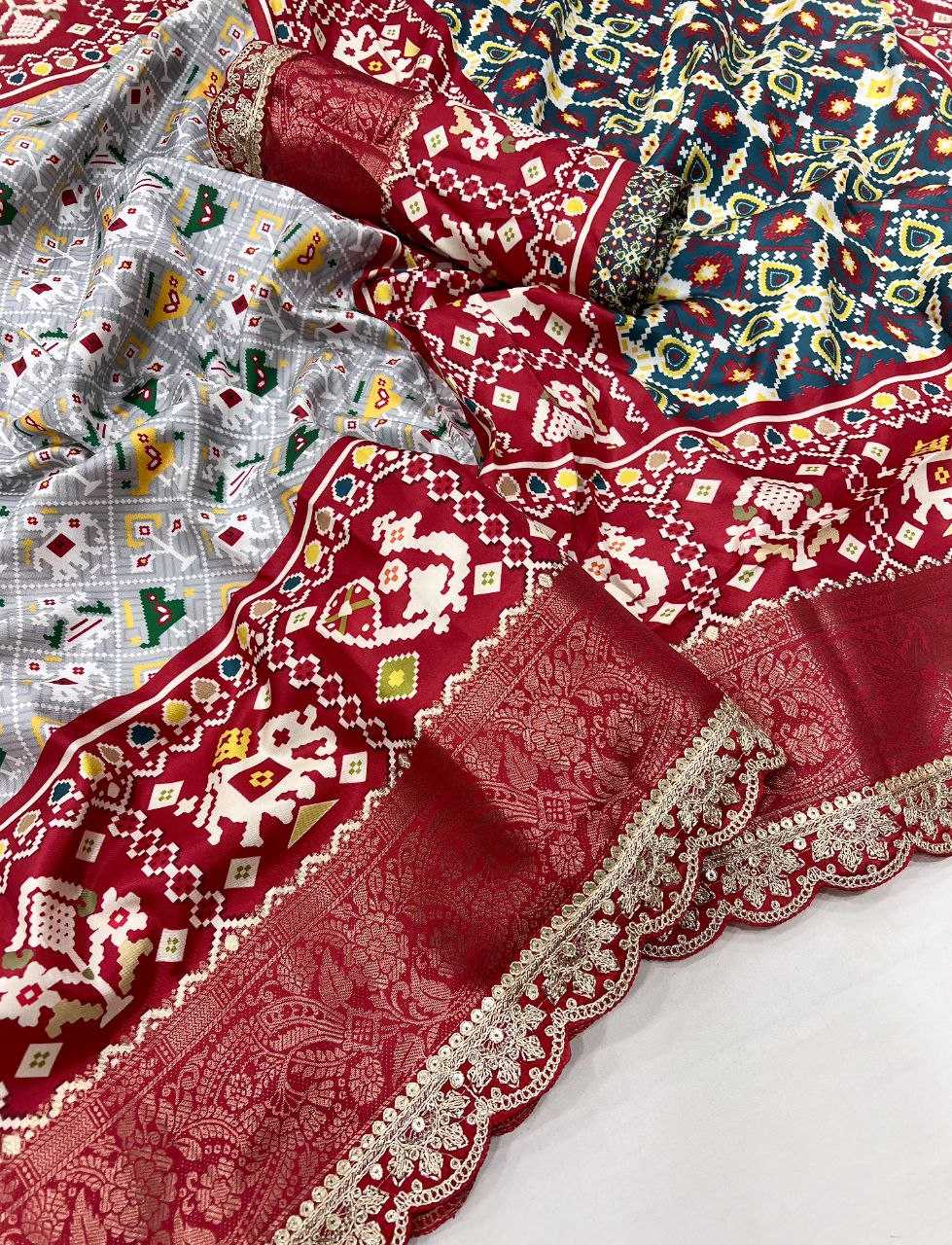 YNF DOLA SILK KESH384 827 SAREES WHOLESALE KALAMKARI SILK BANDHANI SAREES MANUFACTURER