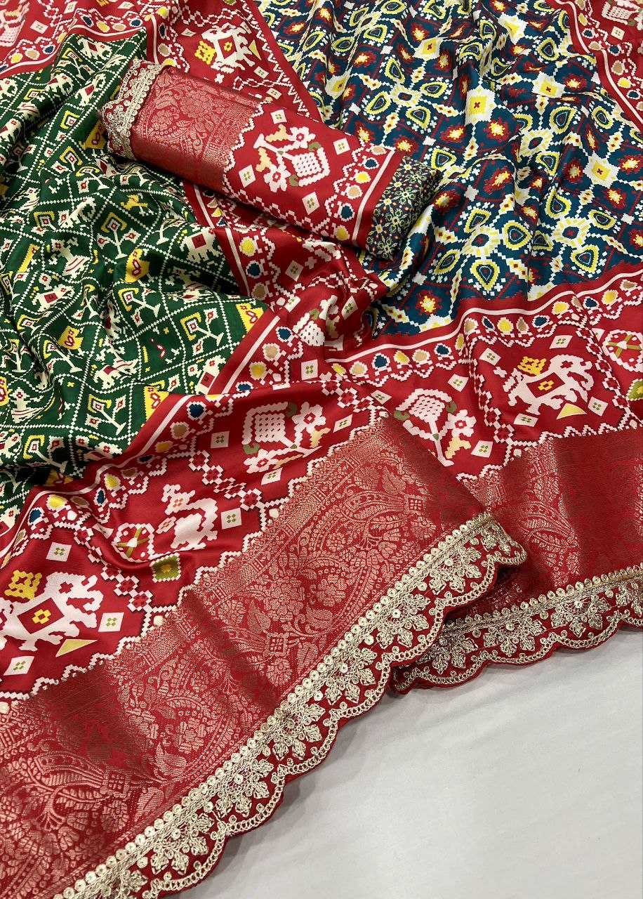 YNF DOLA SILK KESH384 827 SAREES WHOLESALE KALAMKARI SILK BANDHANI SAREES MANUFACTURER