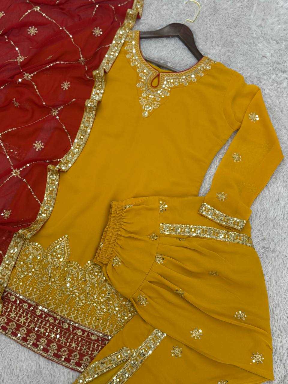 YNF FAUX GEORGETTE  KESH157 1685 SUITS & DRESSES WHOLESALE EMBROIDERY PARTY WEAR DHOTI SALWAR SUITS MANUFACTURER