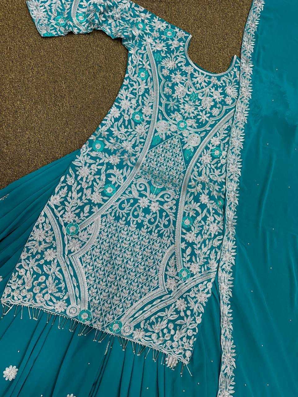 YNF FAUX GEORGETTE KESH159 1253 SUITS & DRESSES WHOLESALE EMBROIDERY PARTY WEAR PALAZZO SUITS MANUFACTURER