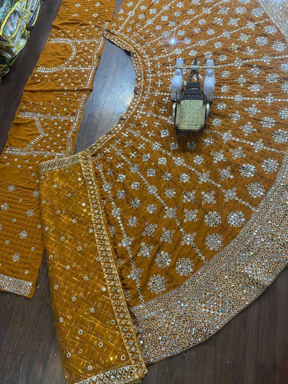 YNF FAUX GEORGETTE RIN108 1708 LEHENGAS WHOLESALE EMBROIDERED SEQUINS WITH CANCAN LEHENGAS MANUFACTURER