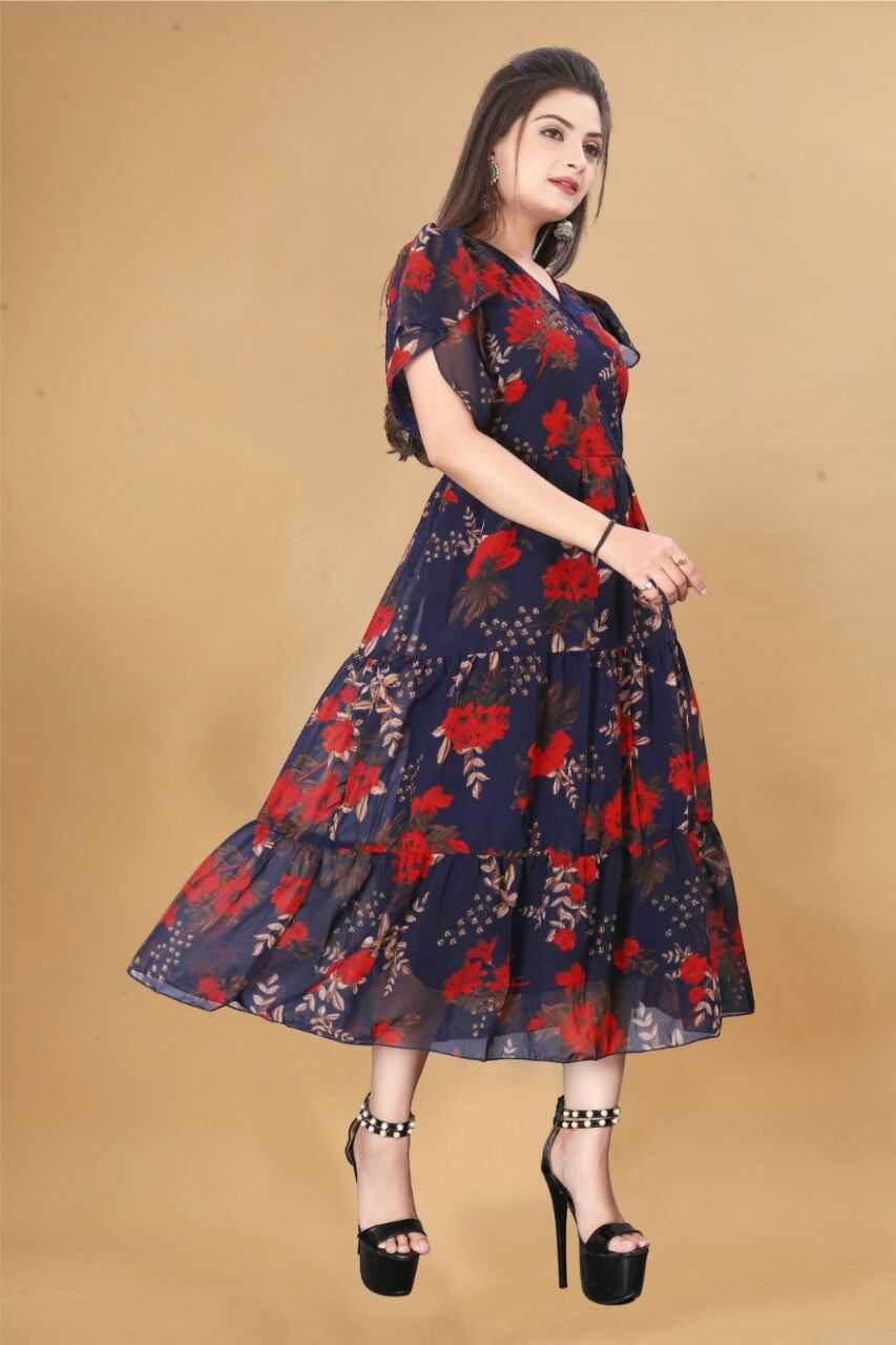 YNF GEORGETTE KESH407 RMT56 WHOLESALE ONE PIECE DRESS WESTERN WEAR MANUFACTURER