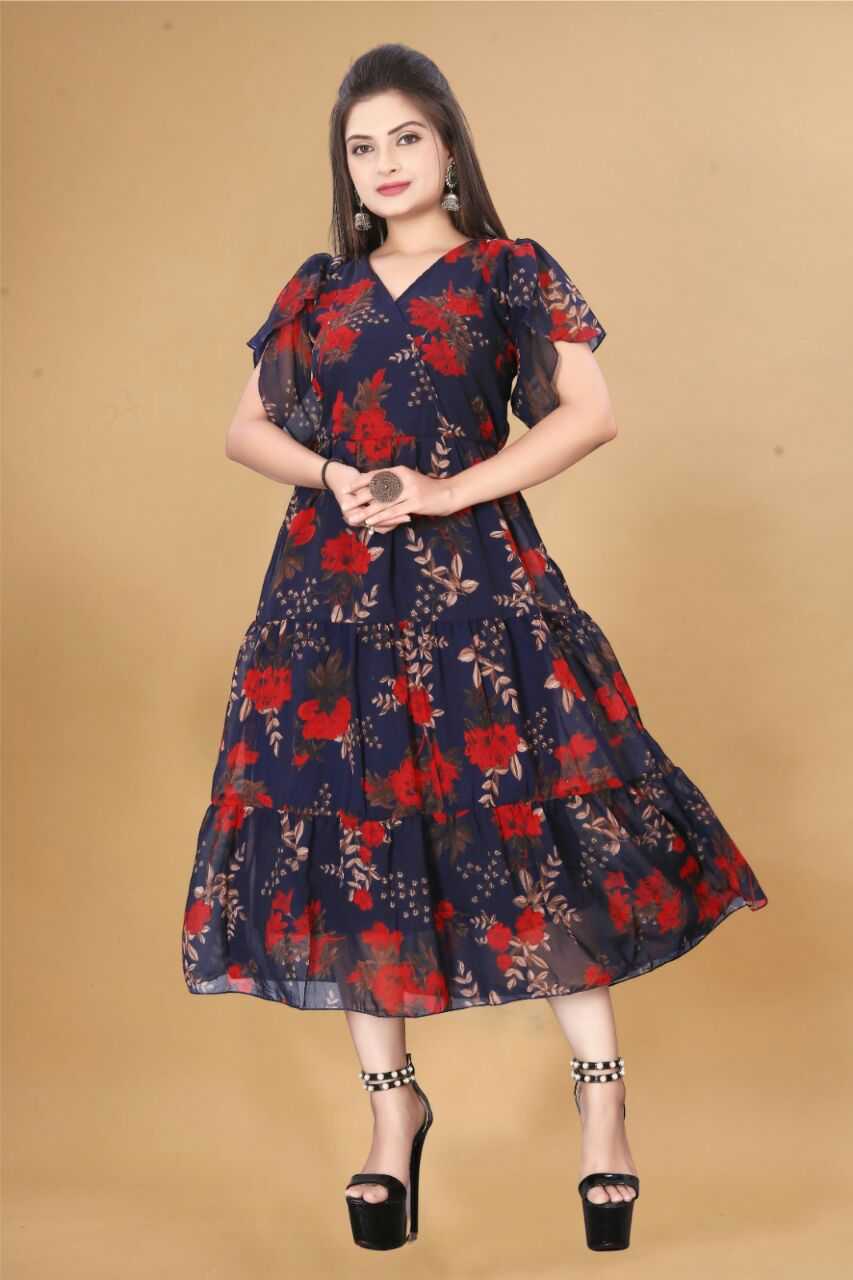 YNF GEORGETTE KESH407 RMT56 WHOLESALE ONE PIECE DRESS WESTERN WEAR MANUFACTURER