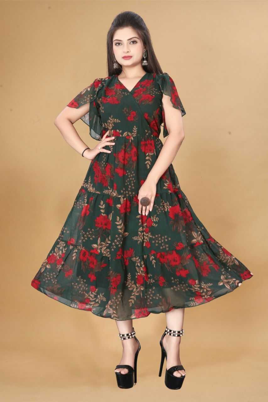 YNF GEORGETTE KESH407 RMT56 WHOLESALE ONE PIECE DRESS WESTERN WEAR MANUFACTURER