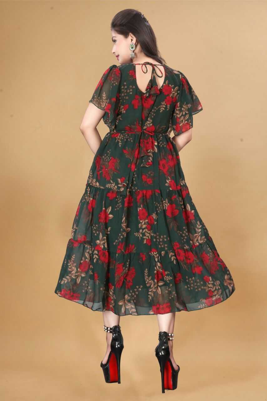 YNF GEORGETTE KESH407 RMT56 WHOLESALE ONE PIECE DRESS WESTERN WEAR MANUFACTURER