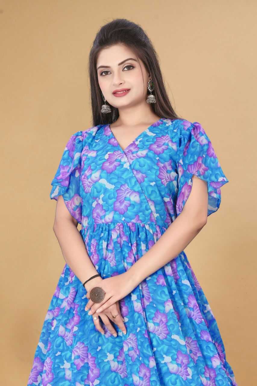 YNF GEORGETTE KESH407 RMT56 WHOLESALE ONE PIECE DRESS WESTERN WEAR MANUFACTURER