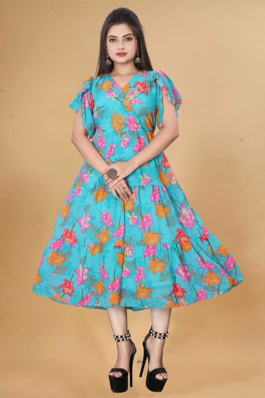 YNF GEORGETTE KESH407 RMT56 WHOLESALE ONE PIECE DRESS WESTERN WEAR MANUFACTURER