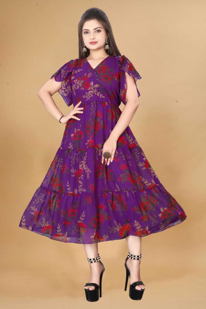 YNF GEORGETTE KESH407 RMT56 WHOLESALE ONE PIECE DRESS WESTERN WEAR MANUFACTURER