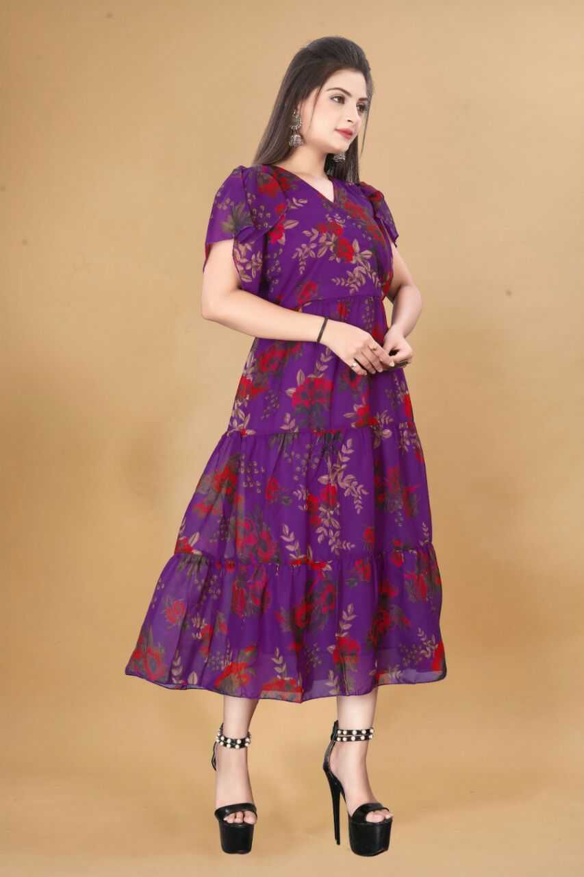 YNF GEORGETTE KESH407 RMT56 WHOLESALE ONE PIECE DRESS WESTERN WEAR MANUFACTURER