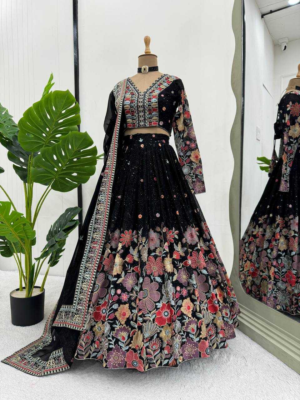 YNF GEORGETTE RIN162 286 LEHENGAS WHOLESALE NET FANCY SEQUINS LEHENGAS MANUFACTURER