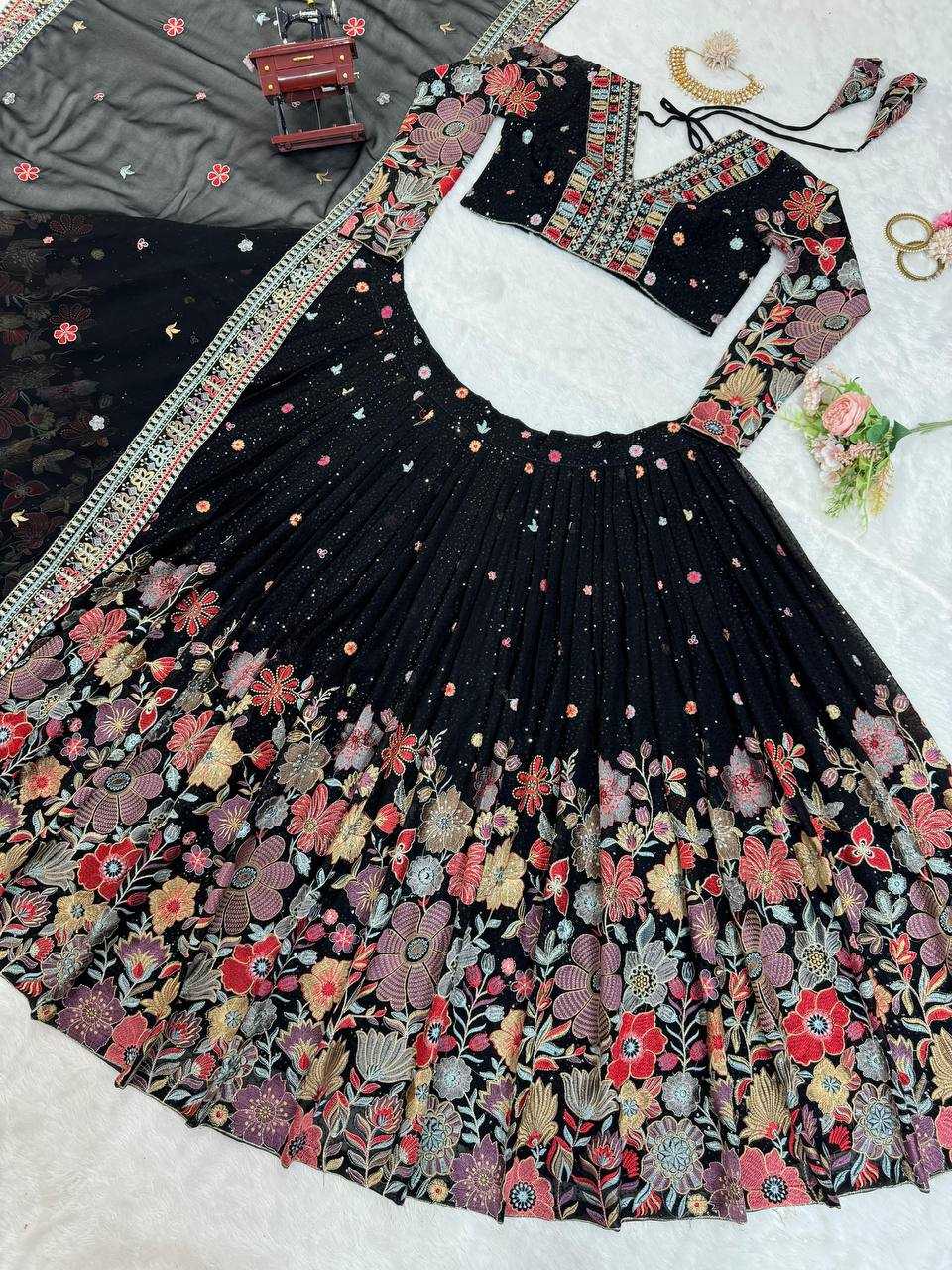 YNF GEORGETTE RIN162 286 LEHENGAS WHOLESALE NET FANCY SEQUINS LEHENGAS MANUFACTURER