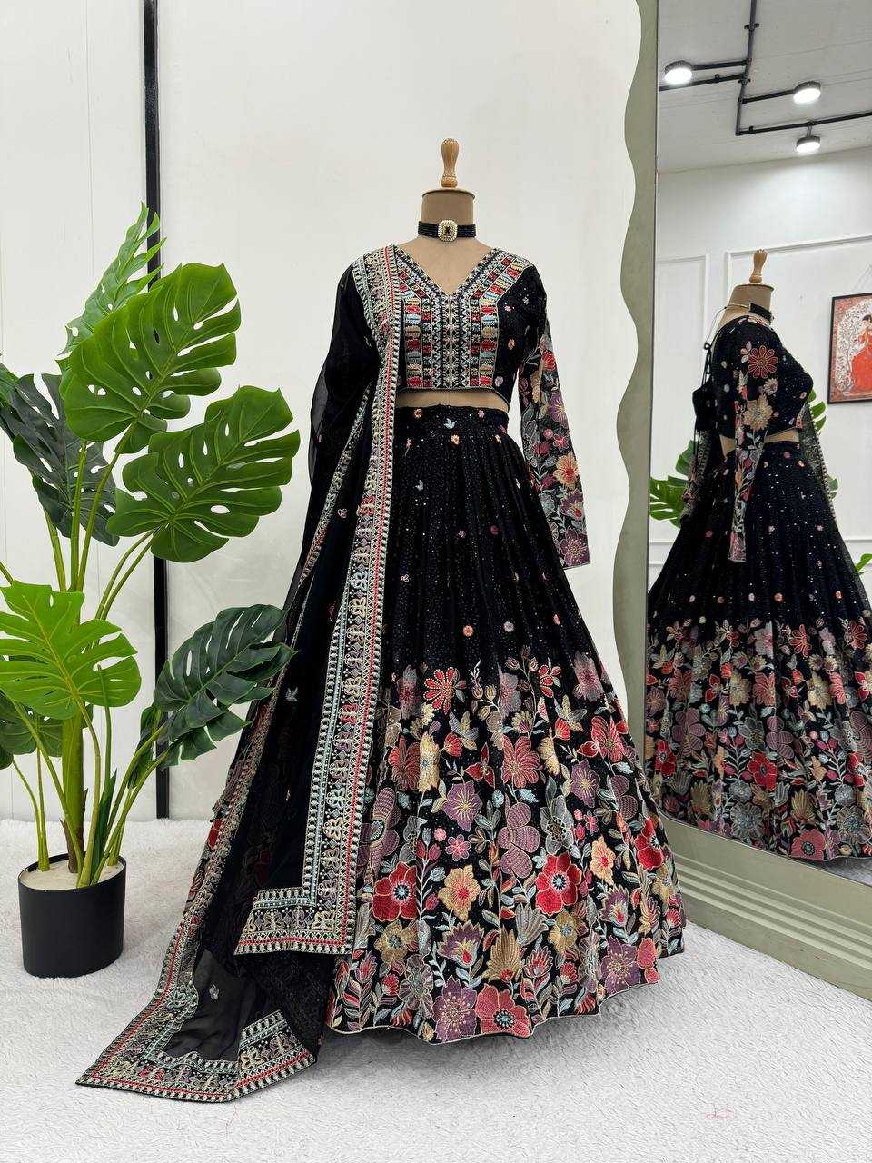 YNF GEORGETTE RIN162 286 LEHENGAS WHOLESALE NET FANCY SEQUINS LEHENGAS MANUFACTURER