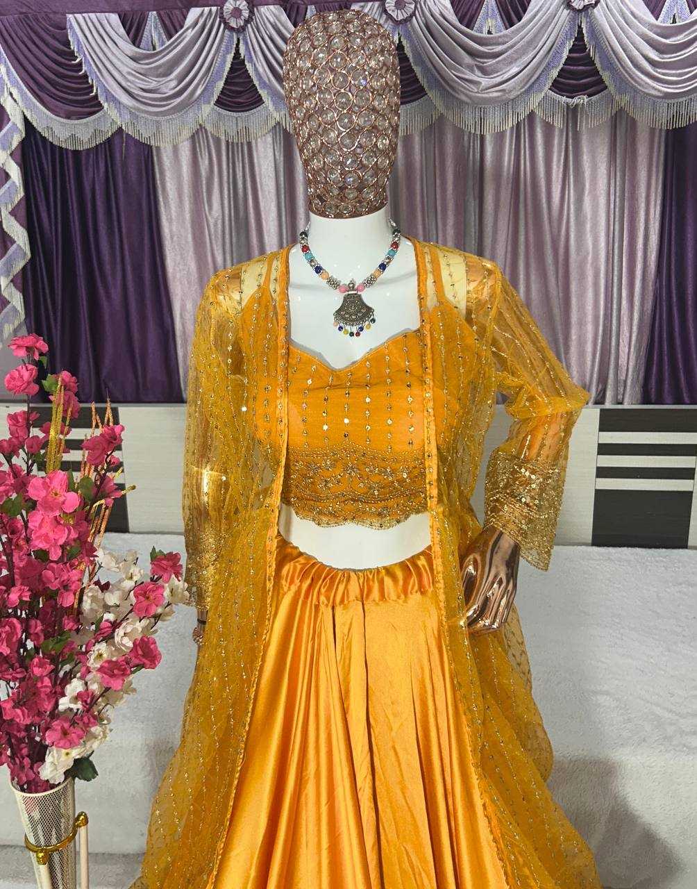 YNF HEAVY NET KESH399 3121 LEHENGAS WHOLESALE NET FANCY EMBROIDERED INDO WESTERN LEHENGAS MANUFACTURER