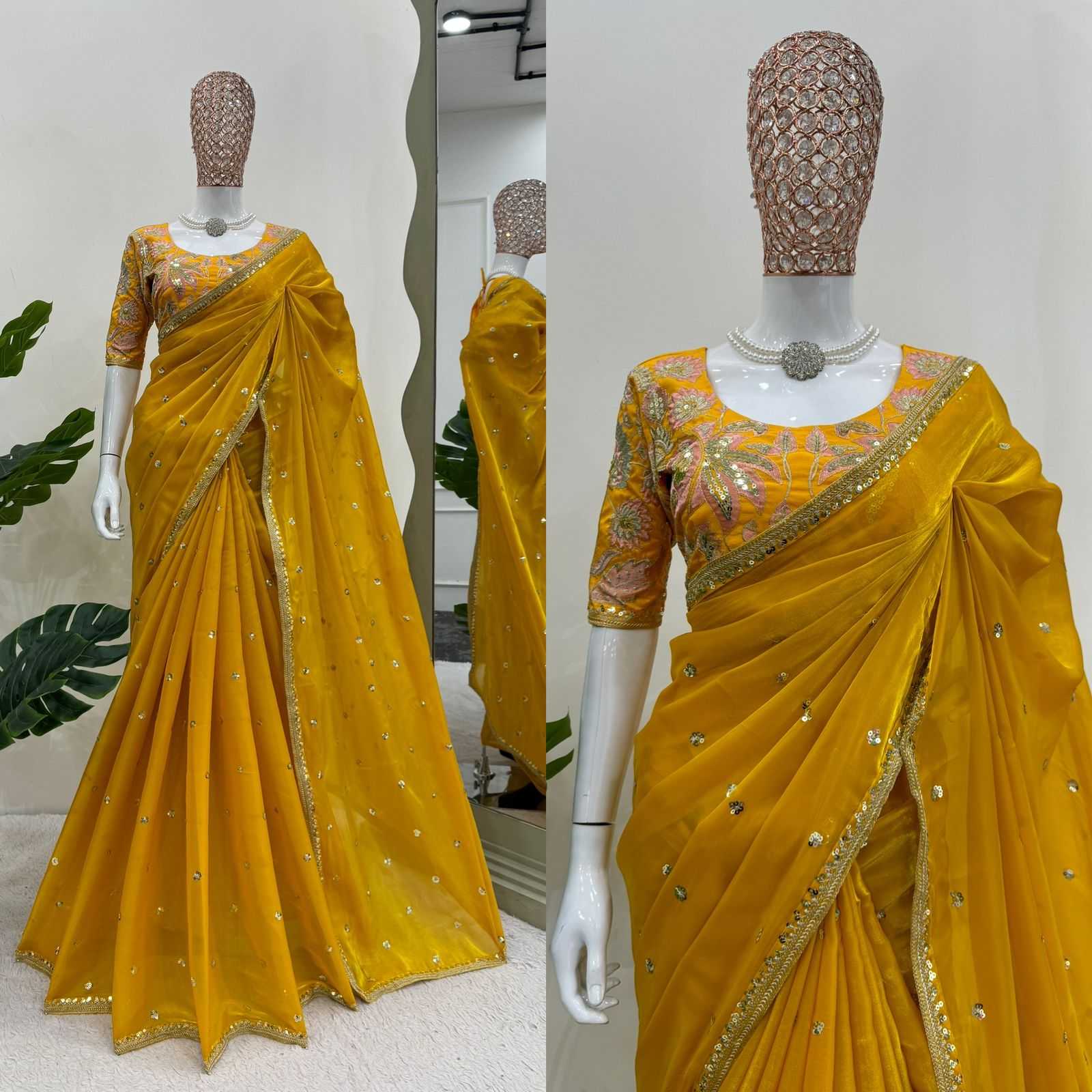 YNF JIMMY CHOO KESH313 STC15 SAREES WHOLESALE JIMMY CHOO EMBROIDERED SEQUINS WORK SAREES MANUFACTURER