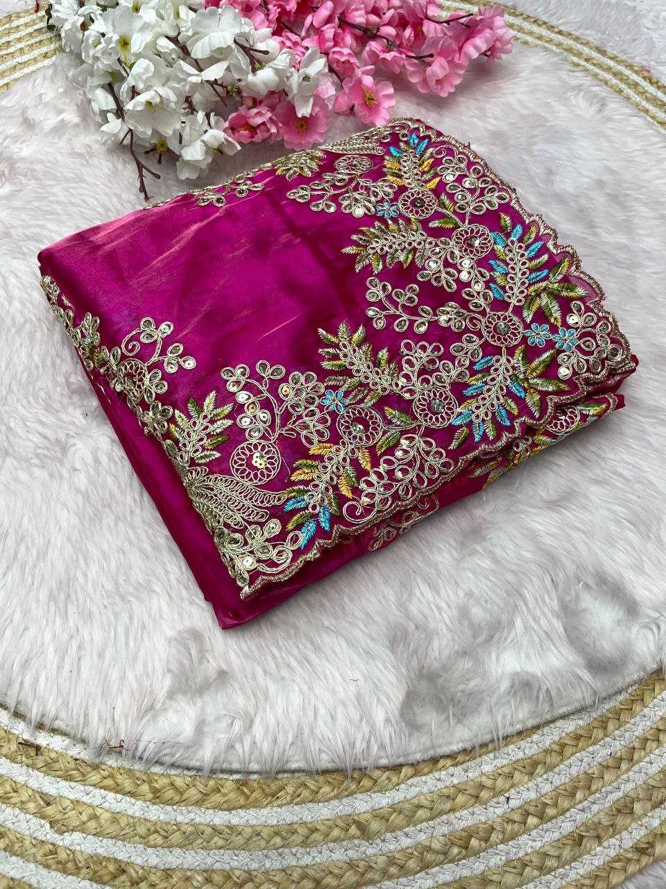 YNF JIMMY CHOO RIN143 443 SAREES WHOLESALE EMBROIDERED SEQUINS WORK JIMMY CHOO SAREES MANUFACTURER