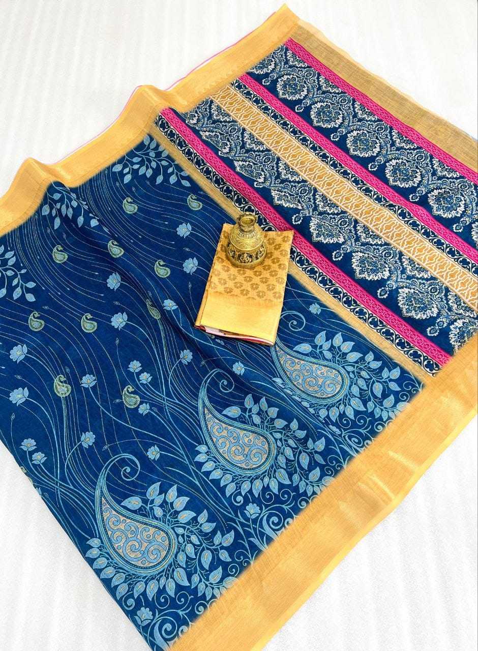 YNF LINEN KESH223 401 SAREE WHOLESALE JACQUARD LINEN PRINTED SAREE MANUFACTURER