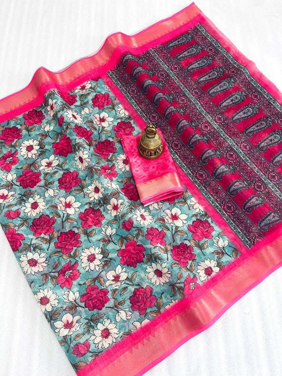 YNF LINEN KESH223 401 SAREE WHOLESALE JACQUARD LINEN PRINTED SAREE MANUFACTURER