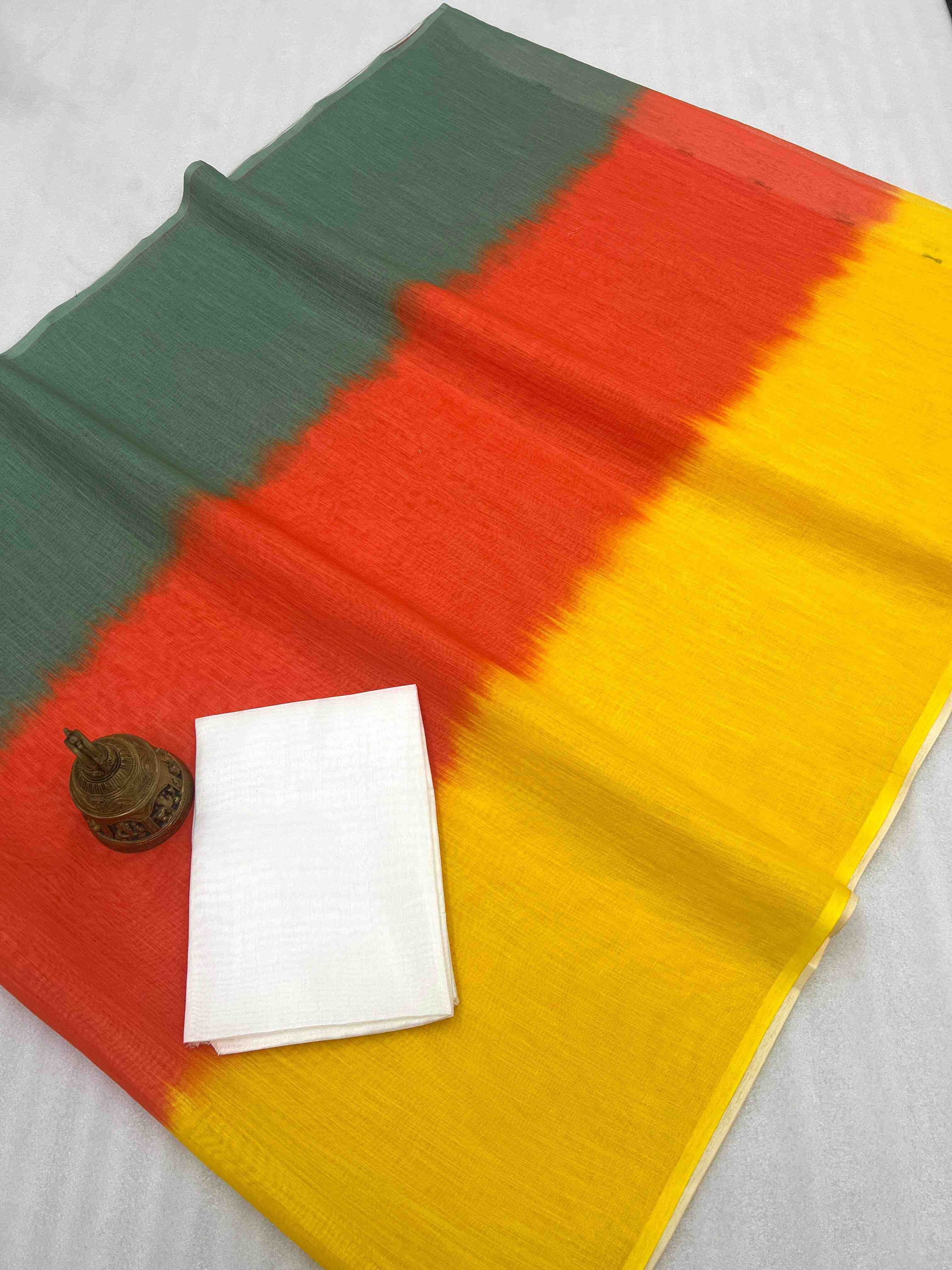 YNF LINEN KESH223 515 SAREE WHOLESALE LINEN PRINTED PLAIN SAREE MANUFACTURER