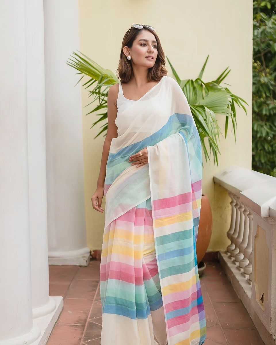 YNF LINEN KESH223 515 SAREE WHOLESALE LINEN PRINTED PLAIN SAREE MANUFACTURER