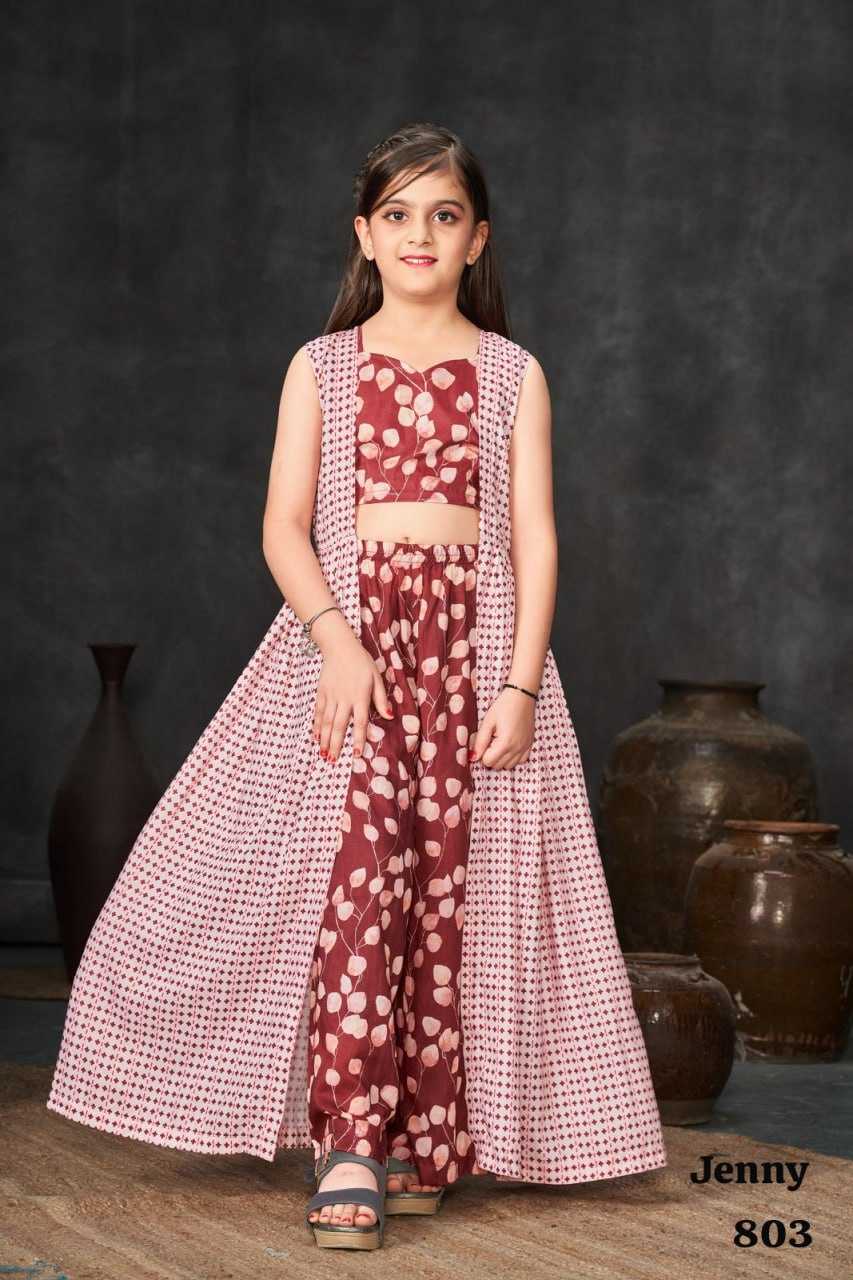 YNF MASLIN SILK RIN131 801 KIDS WEAR WHOLESALE SILK INDO WESTERN PARTY WEAR ETHNIC MANUFACTURER