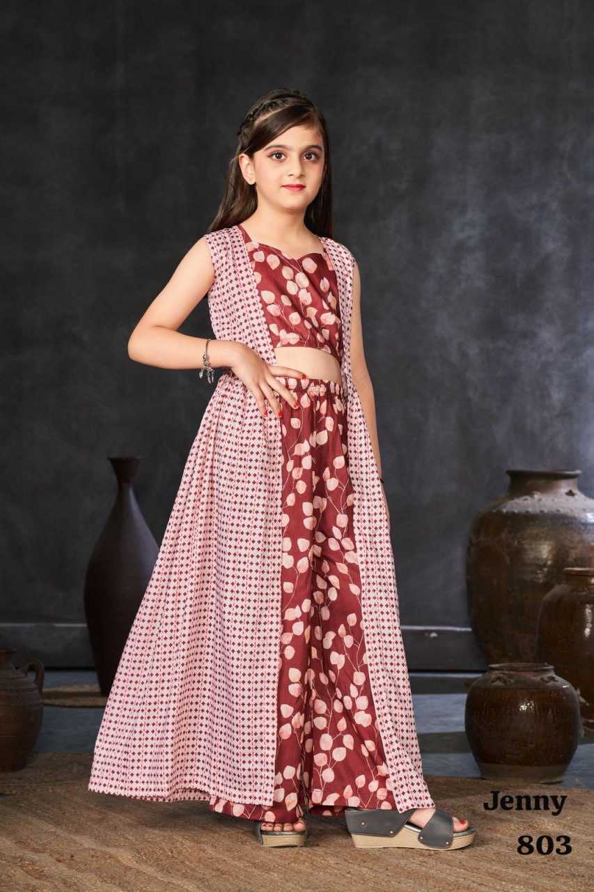 YNF MASLIN SILK RIN131 801 KIDS WEAR WHOLESALE SILK INDO WESTERN PARTY WEAR ETHNIC MANUFACTURER