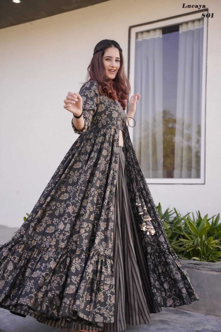 YNF MUSLIN SILK RIN131 803 SUITS & DRESSES WHOLESALE INDO WESTERN PRINTED PARTY WEAR DRESSES MANUFACTURER