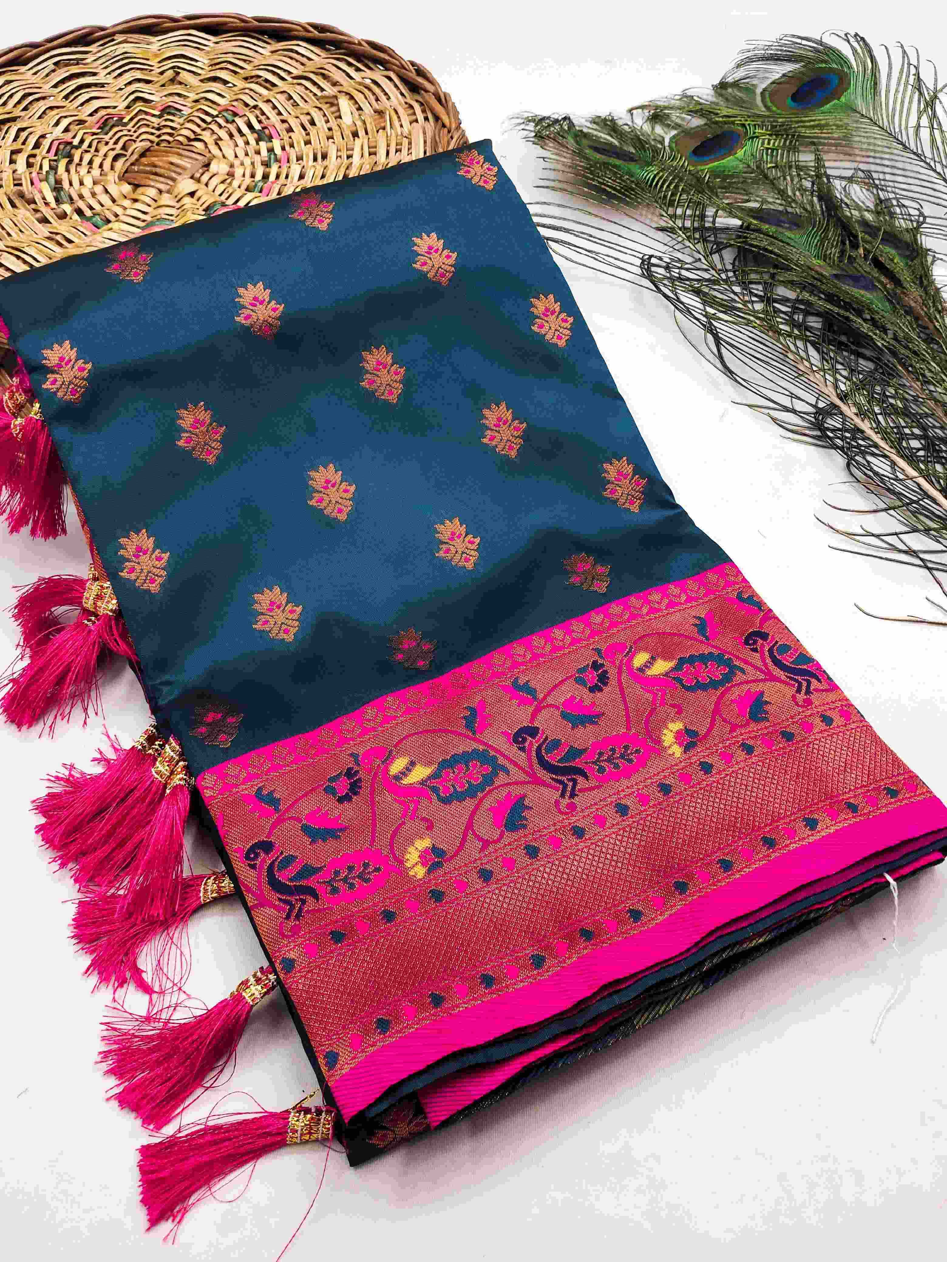 YNF PAITHANI SILK RIN150 Gangotri Paithani SILK SAREES WHOLESALE PAITHANI SOFT SILK ZARI SAREES MANUFACTURER