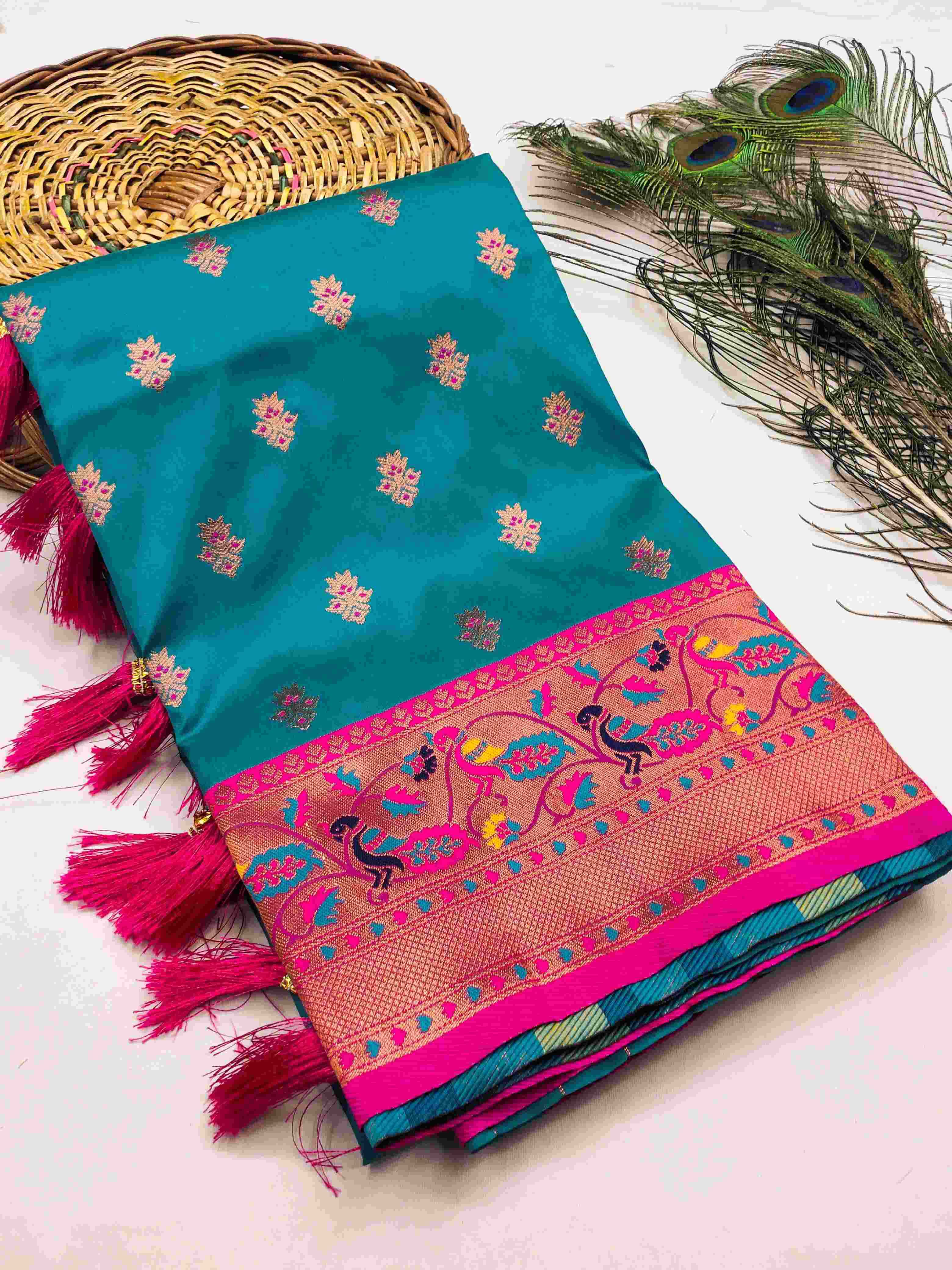 YNF PAITHANI SILK RIN150 Gangotri Paithani SILK SAREES WHOLESALE PAITHANI SOFT SILK ZARI SAREES MANUFACTURER