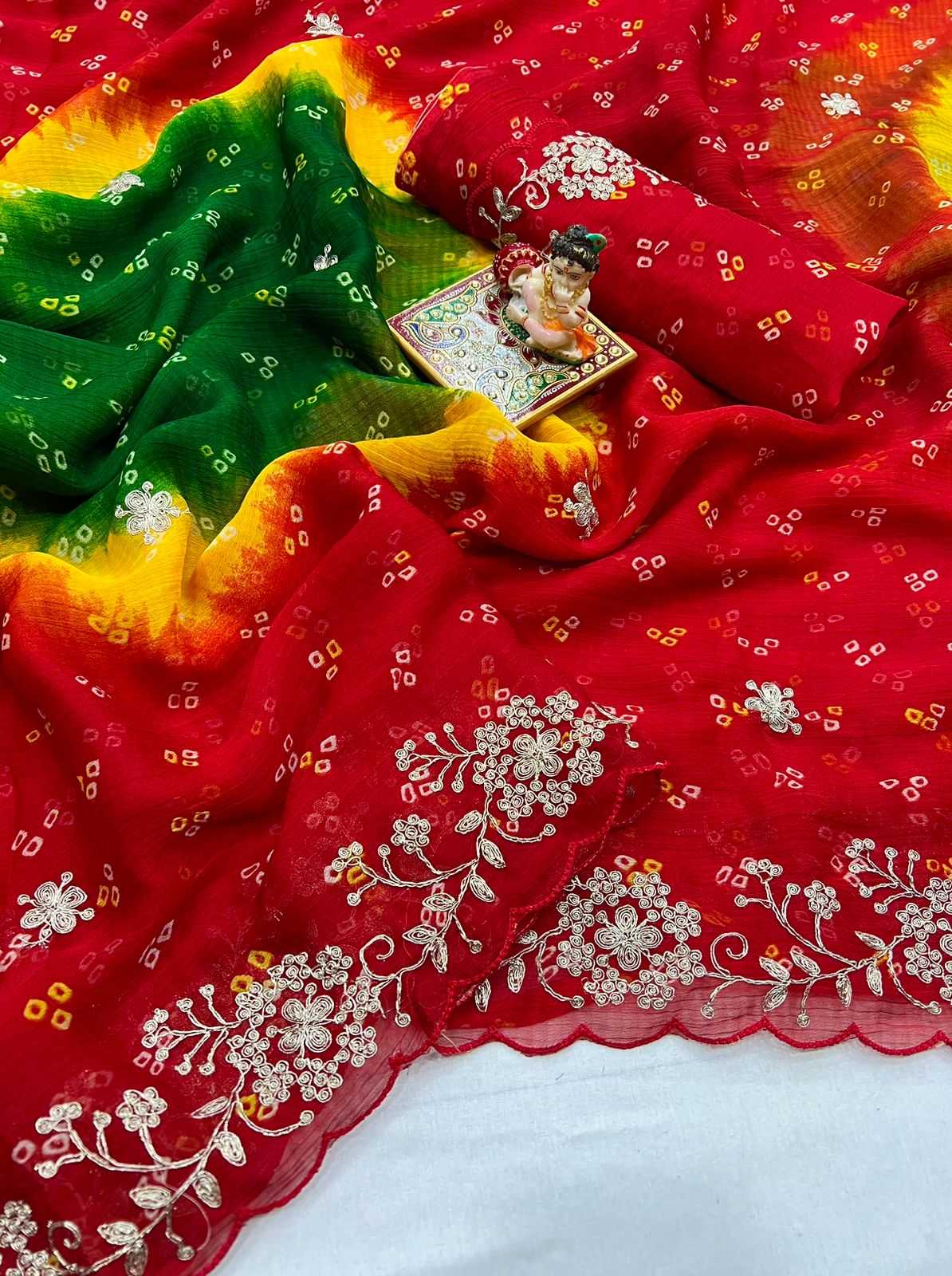 YNF PURE CHIFFON KESH263 SBI42 SAREES WHOLESALE DESIGNER TRADITIONAL BANDHANI SAREES MANUFACTURER