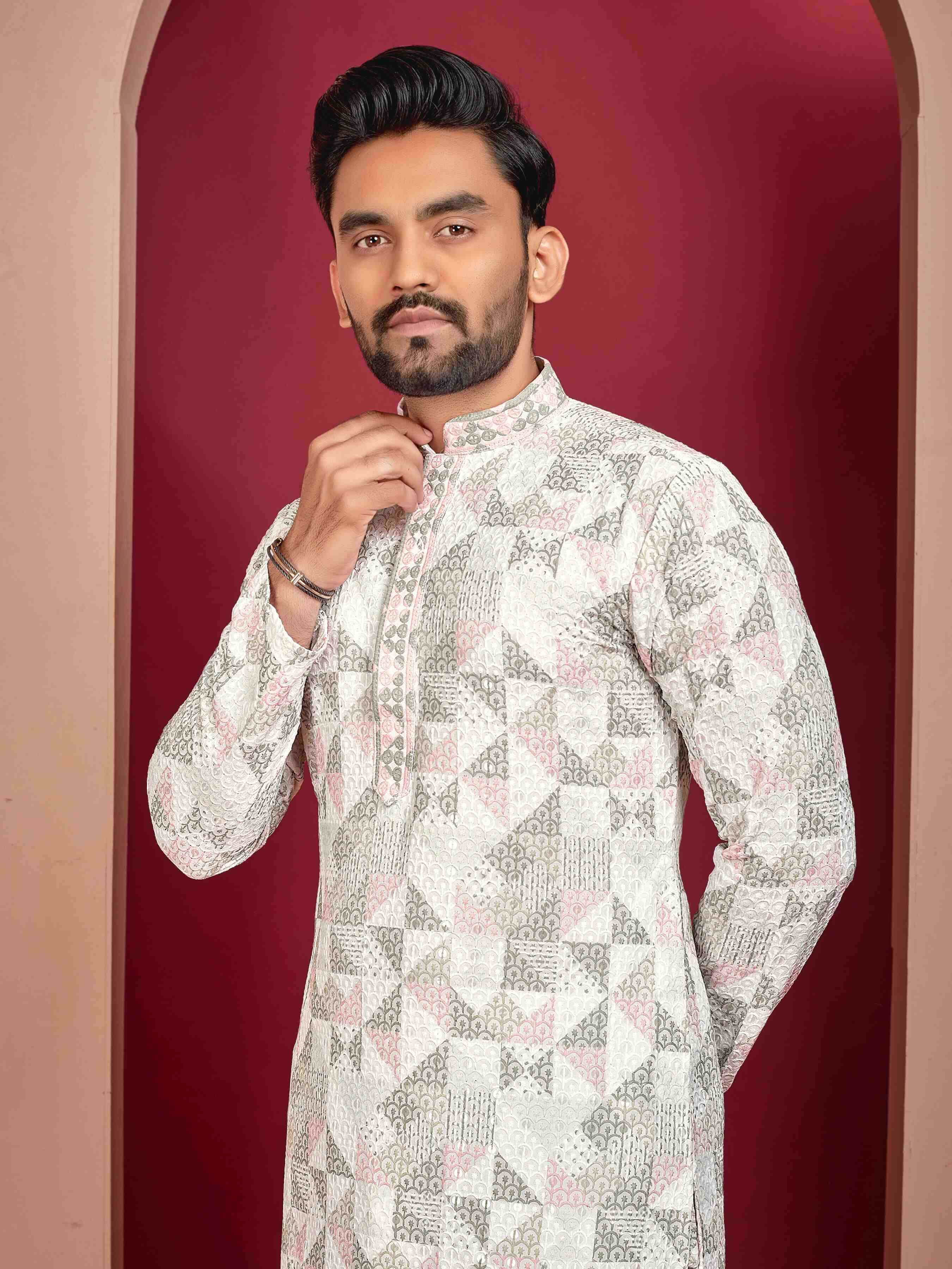 YNF RAYON RIN111 SITARA MENS WEAR WHOLESALE EMBROIDERED COTTON KURTA PAJAMA MENS WEAR MANUFACTURER