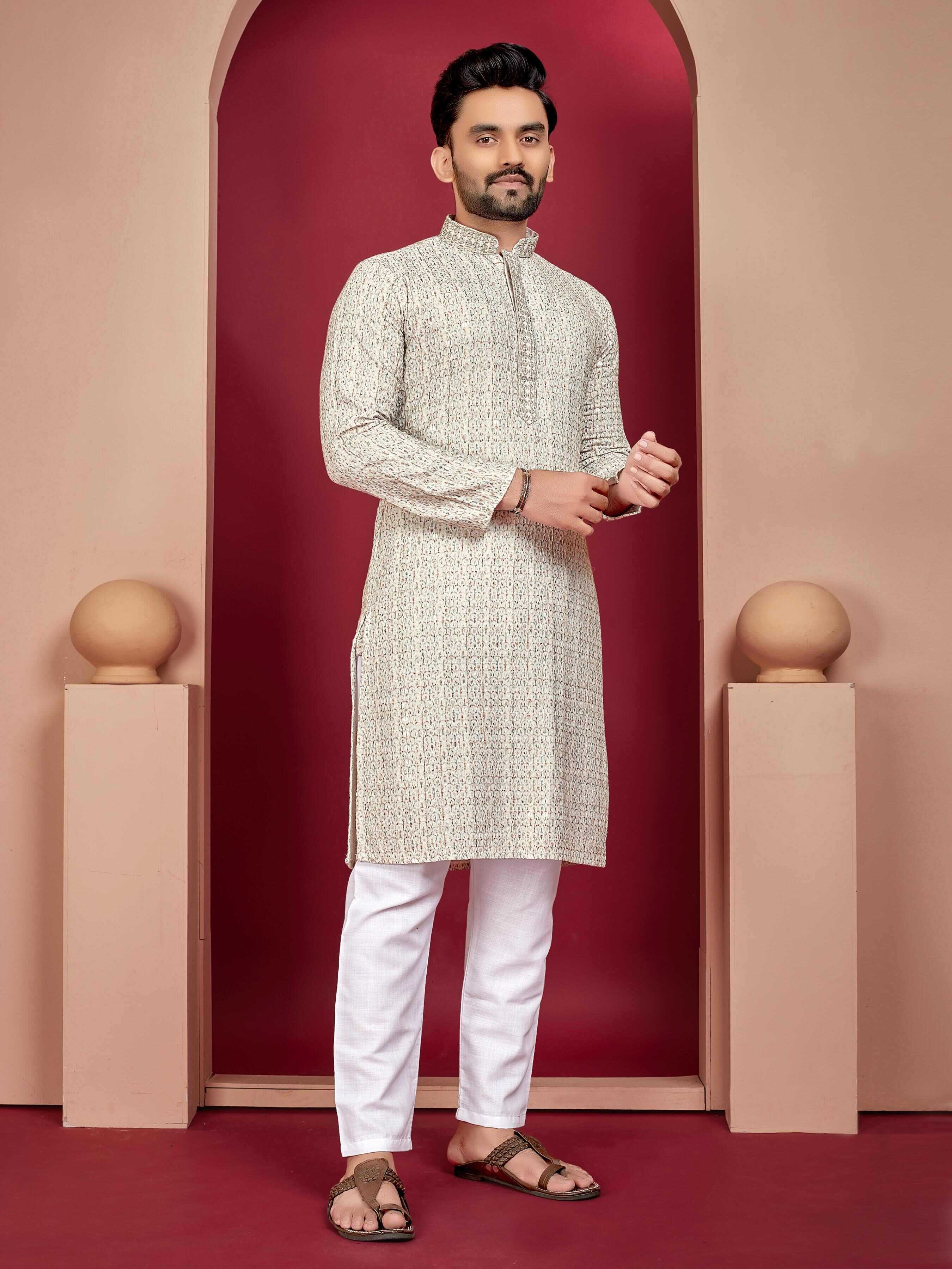 YNF RAYON RIN111 SITARA MENS WEAR WHOLESALE EMBROIDERED COTTON KURTA PAJAMA MENS WEAR MANUFACTURER