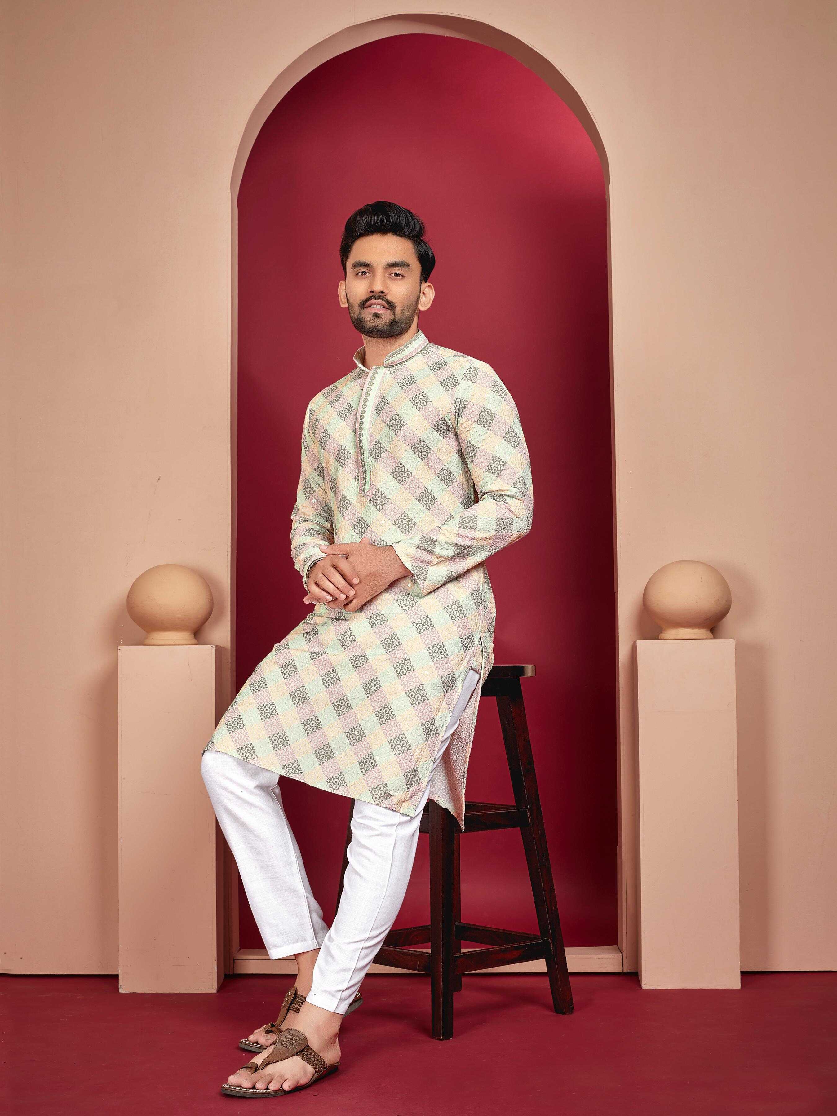 YNF RAYON RIN111 SITARA MENS WEAR WHOLESALE EMBROIDERED COTTON KURTA PAJAMA MENS WEAR MANUFACTURER