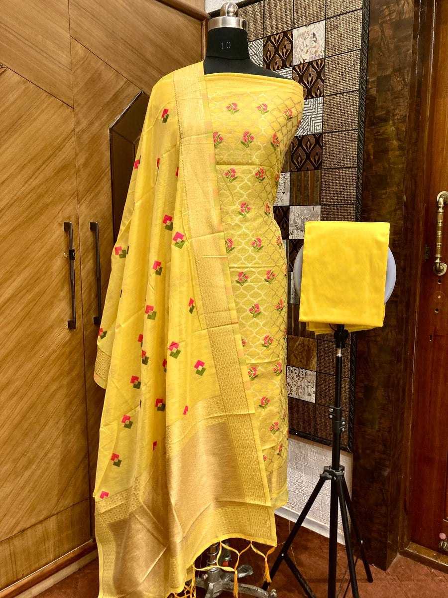 YNF SILK KESH383 10 SUIT WHOLESALE DESIGNER CHANDERI SILK UNSTITCHED MATERIAL MANUFACTURER 