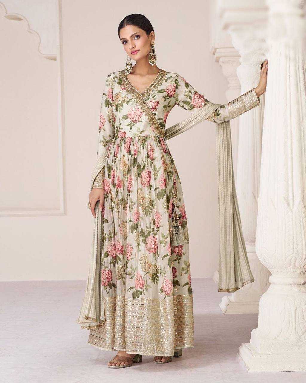 YNF SILK KESH398 1131 GOWN WHOLESALE DESIGNER PRINTED SILK GOWNS MANUFACTURER 