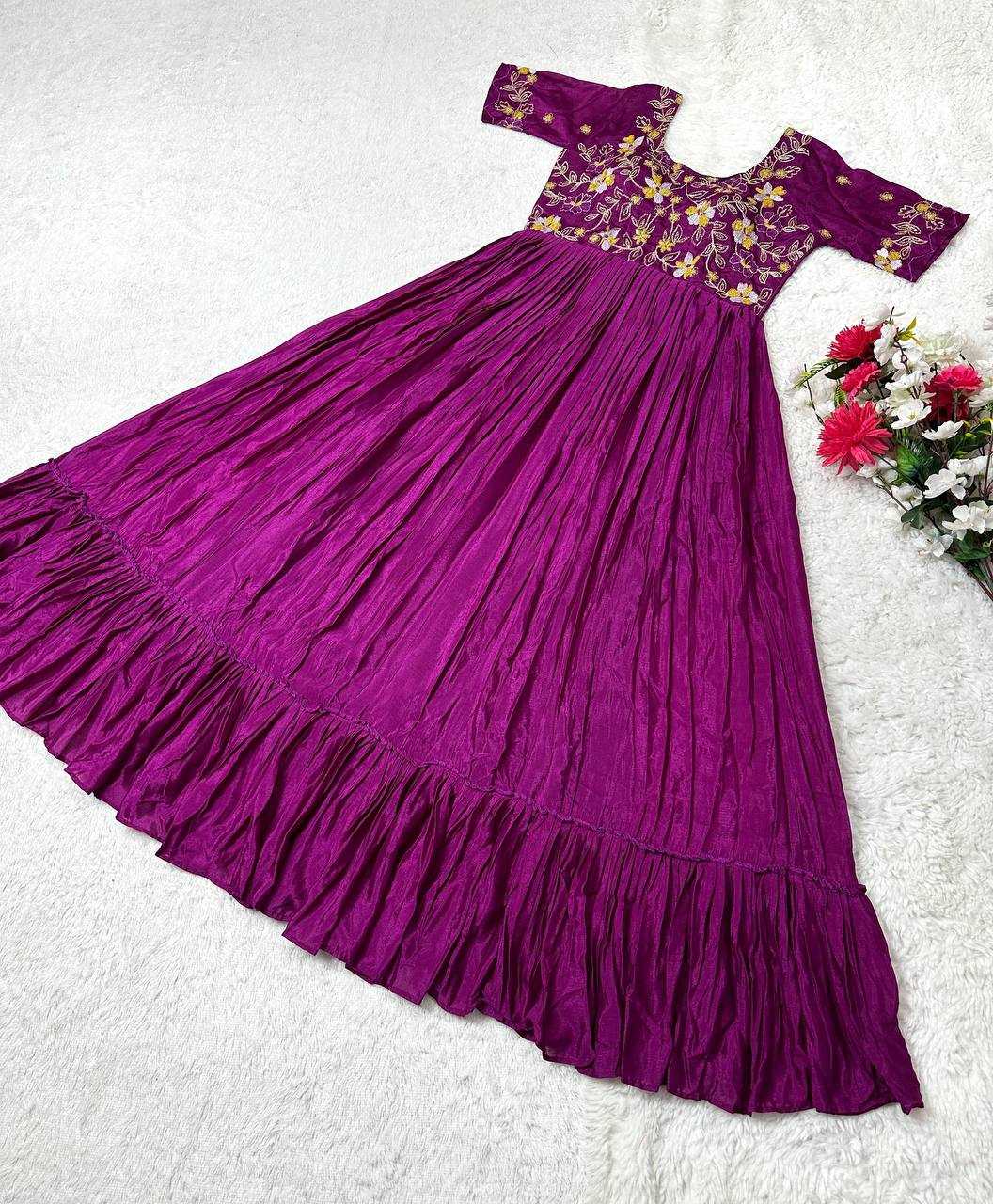 YNF SOFT CHINON  KESH367 126 GOWNS WHOLESALE FANCY EMBROIDERY SEQUIN GOWNS MANUFACTURER