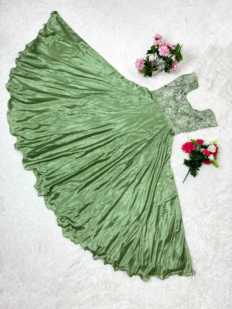 YNF SOFT CHINON KESH367  K156 GOWNS WHOLESALE EMBROIDERY SILK SLEEVELESS GOWNS MANUFACTURER