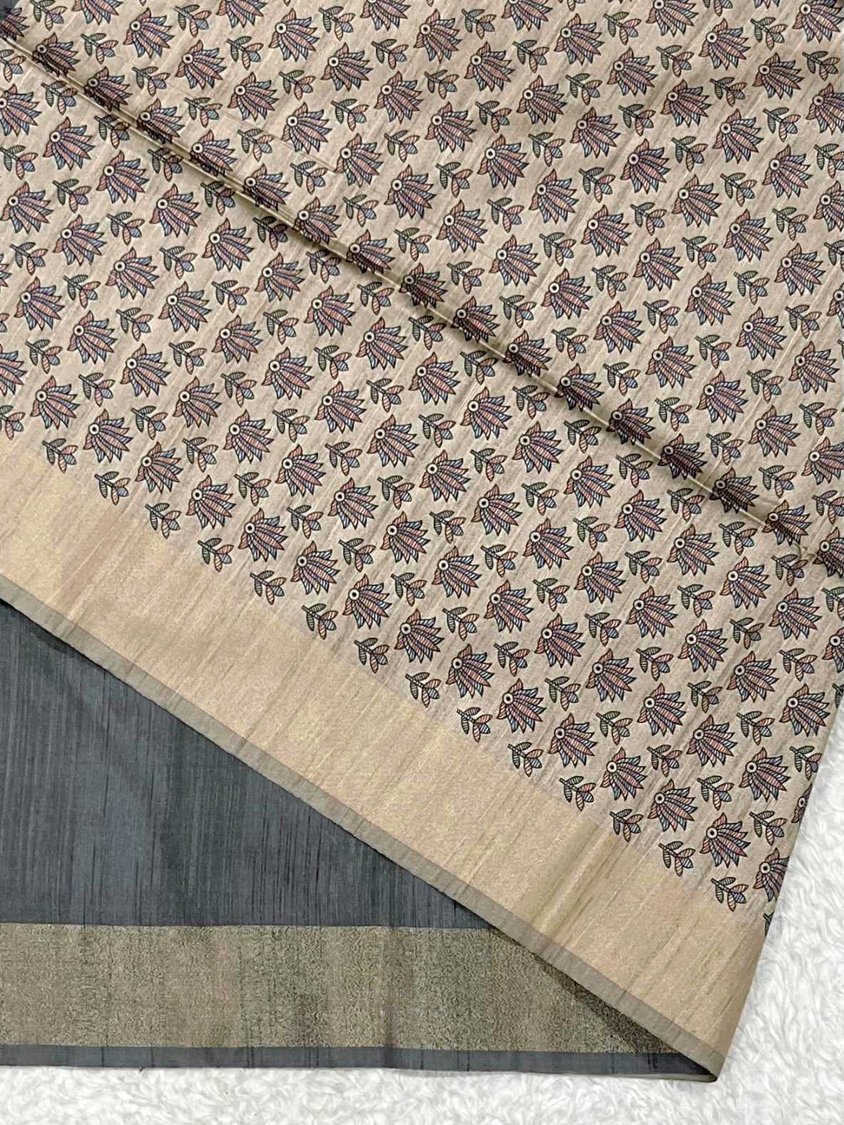 Ynf Soft Silk KESH165 MULLAI TUSSAR 101 Sarees Wholesale Printed Sarees Madhubani Sarees Silk Sarees Manufacturer