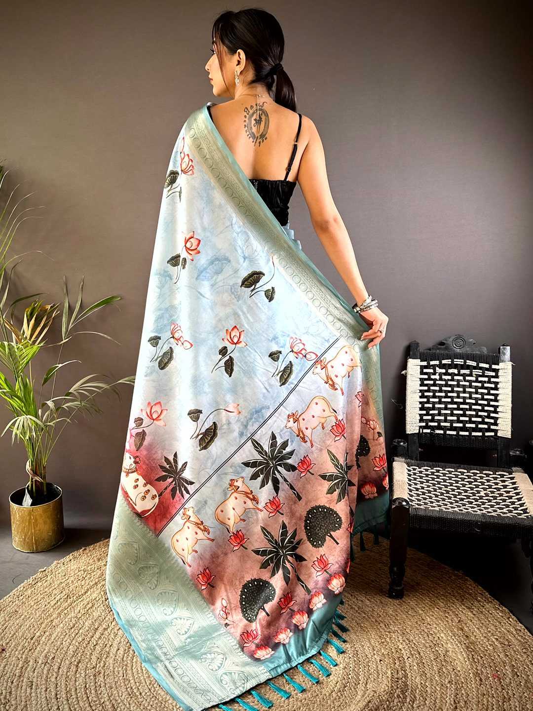 Ynf Soft Silk KESH276 Soft Silk Pichwai Sarees Wholesale Party Wear Sarees Printed Sarees Ombre Sarees Manufacturer