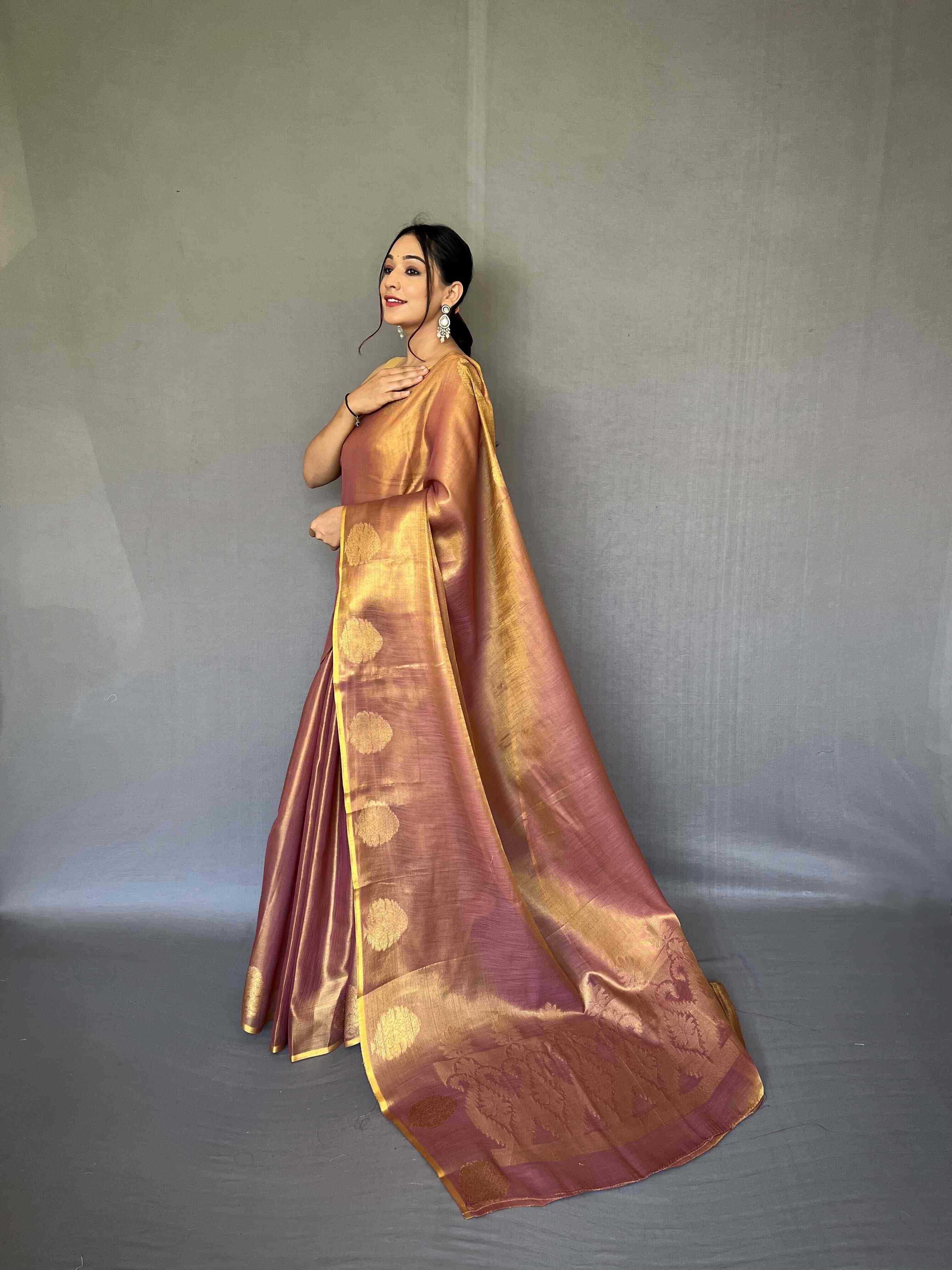 YNF TISSUE SILK KESH249 GULABO SAREE WHOLESALE TISSUE SILK JACQUARD ZARI SAREES MANUFACTURER