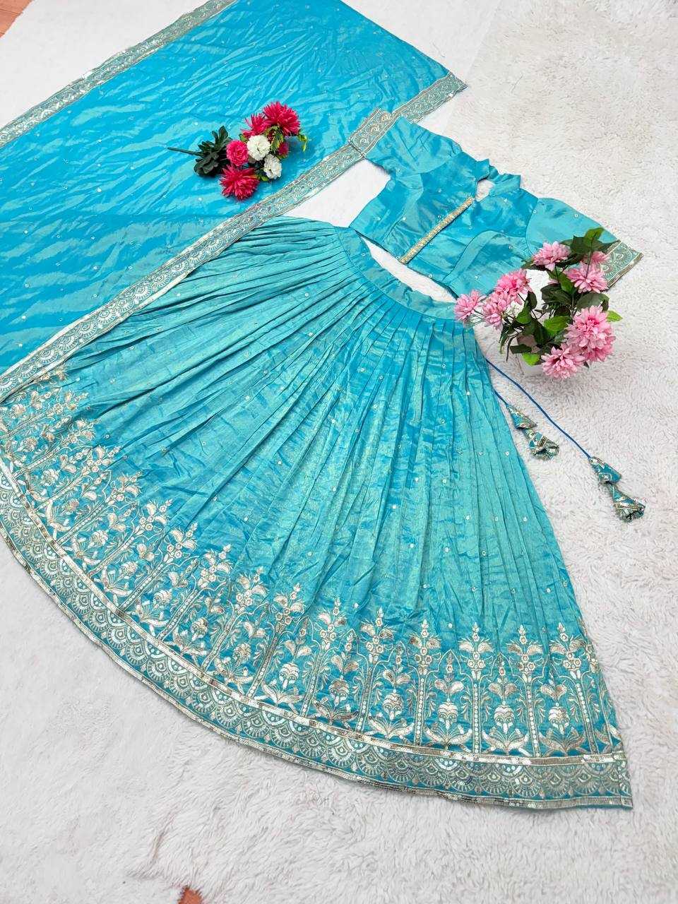 YNF TISSUE SILK KESH367 176 LEHENGA WHOLESALE EMBROIDERED SEQUINS SILK LEHENGA MANUFACTURER