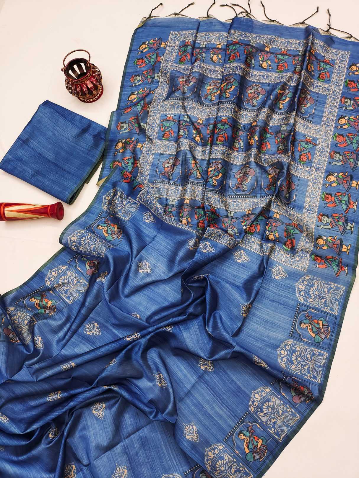 Ynf Tussar Silk KESH165 ARUSHI MADHUBANI Sarees Wholesale Printed Sarees Madhubani Sarees Tussar Sarees Manufacturer